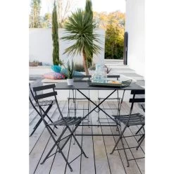 Chaise De Jardin Pliante FERMOB Bistro Métal - Carbone -Faites partie du mobilier de jardin. 010147 chaise de jardin pliante fermob bistro metal carbone
