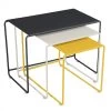 Lot De 3 Tables Basses Gigognes FERMOB Oulala - Carbone / Gris Argile / Miel -Faites partie du mobilier de jardin. 900901 lot tables gigognes fermob oulala carbone gris argile miel