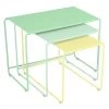 Lot De 3 Tables Basses Gigognes FERMOB Oulala - Vert Opaline / Menthe Glaciale / Citron -Faites partie du mobilier de jardin. 900902 lot tables gigognes fermob oulala vert opaline menthe glaciale citron