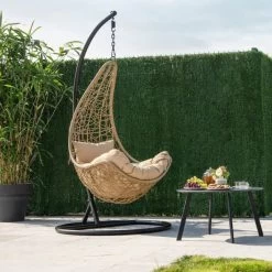 Fauteuil Suspendu Bizzotto Amirantes - Naturel -Faites partie du mobilier de jardin. fauteuil bizzotto amirantes naturel 4