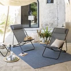 Chaise Longue LAFUMA Maxi Transat Plus - Obsidian -Faites partie du mobilier de jardin. lfm1909.6897 chaise longue lafuma maxi transat plus obsidian ambiance