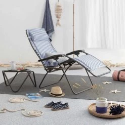 Fauteuil Relax Pliant LAFUMA RSX Clip Polycoton - Marine -Faites partie du mobilier de jardin. lfm2037.9291 fauteuil relax pliant lafuma rsx clip polycoton marine ambiance