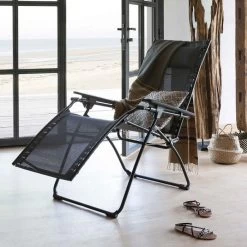 Fauteuil Relax Pliant LAFUMA Evolution Batyline Duo - Galet -Faites partie du mobilier de jardin. lfm2767 fauteuil relax pliant lafuma evolution ambiance 2 1