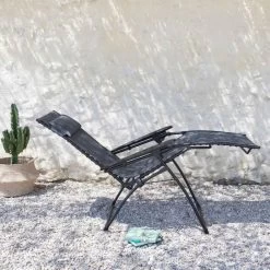 Fauteuil Relax Pliant LAFUMA Evolution Batyline Duo - Galet -Faites partie du mobilier de jardin. lfm2767 fauteuil relax pliant lafuma evolution ambiance 1