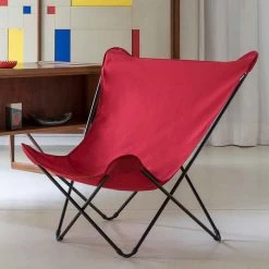 Fauteuil Pliant LAFUMA Pop Up XL Airlon - Rouge -Faites partie du mobilier de jardin. lfm2777.6534 fauteuil relax pliant lafuma pop up xl rouge ambiance