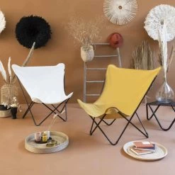 Fauteuil Pliant LAFUMA Pop Up XL Airlon - Curry -Faites partie du mobilier de jardin. lfm2777.7234 fauteuil relax pliant lafuma pop up xl curry ambiance interieur