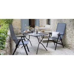 Fauteuil De Jardin Pliant LAFUMA Zen-it Batyline® Duo - Obsidian -Faites partie du mobilier de jardin. lfm2780 fauteuil jardin lafuma zen it ambiance repas