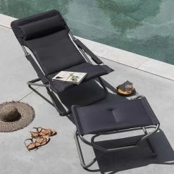 Repose-pieds LAFUMA Next BeComfort - Gris Foncé -Faites partie du mobilier de jardin. lfm2828 8902 repose pieds lafuma next becomfort gris fonce ambiance