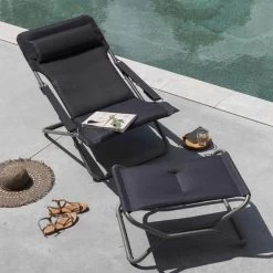 Bain De Soleil LAFUMA Transabed BeComfort - Gris Foncé -Faites partie du mobilier de jardin. lfm2829 8902 bain soleil lafuma transabed becomfort gris fonce ambiance