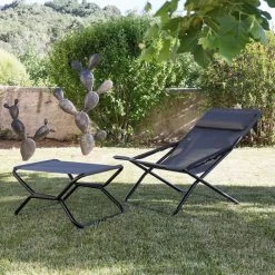 Bain De Soleil LAFUMA Transabed - Obsidian -Faites partie du mobilier de jardin. lfm2864 6897 bain soleil lafuma transabed noir ambiance