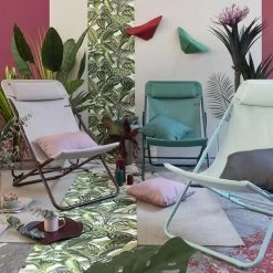 Chaise Longue LAFUMA Maxi Transat Plus - Rose -Faites partie du mobilier de jardin. lfm2926 9257 chaise longue lafuma maxi transat plus rose ambiance 3