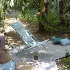 Chaise Longue LAFUMA Maxi Transat Plus - Bleu -Faites partie du mobilier de jardin. lfm2926 9258 chaise longue lafuma maxi transat plus bleu ambiance