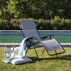 Fauteuil Relax Pliant LAFUMA Futura Batyline Duo - Galet -Faites partie du mobilier de jardin. lfm3113.3294 fauteuil relax pliant lafuma futura batyline duo galet ambiance