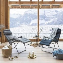 Fauteuil Relax Pliant LAFUMA Futura BeComfort XL - Argent -Faites partie du mobilier de jardin. lfm3131.8901 fauteuil relax pliant lafuma futura becomfort xl argent ambiance 3