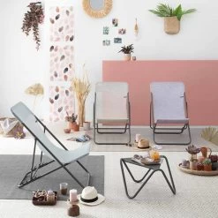 Chaise Longue LAFUMA Maxi Transat Velio Néo - Flora -Faites partie du mobilier de jardin. lfm5029 chaise longue lafuma maxi transat velio neo flora ambiance 2