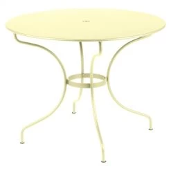 Table De Jardin 5 Personnes FERMOB Opéra + Ø 96 Cm - Citron Givré