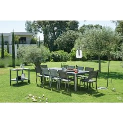 Table De Jardin 10 Personnes Avec 2 Rallonges FERMOB Oléron 155 / 255 X 100 Cm - Romarin 14 Table De Jardin 10 Personnes Avec 2 Rallonges FERMOB Oléron 155 / 255 X 100 Cm - Romarin -Faites partie du mobilier de jardin. table fermob oleron chaises costa 2 5